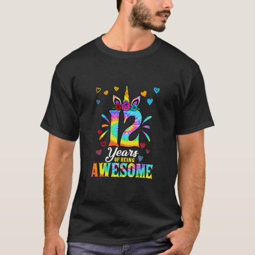 12 Years of being awesome 12nd birthday girl unico T_Shirt