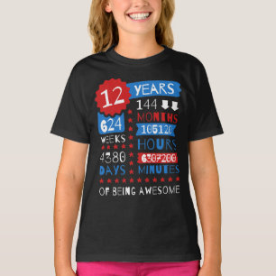 12 Years Of Being Awesome - 12th Birthday Gift Tee