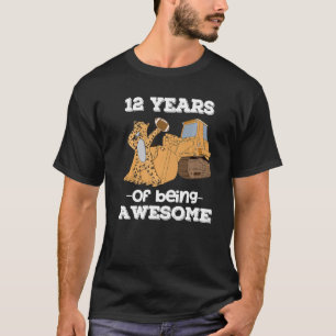 12 Years Of Being Awesome Boys Cheetah 12th Birthd T-Shirt