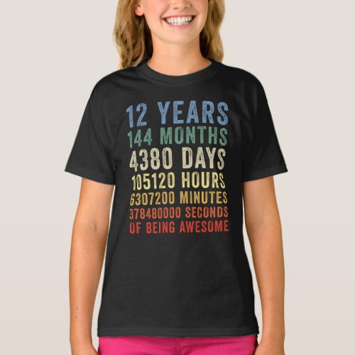 12 Years Of Being Awesome Cool Birthday T_Shirt