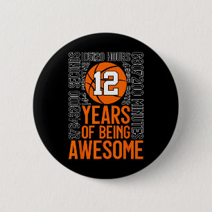 12 Years Of Being Awesome Sketll 12th Birthday  Button