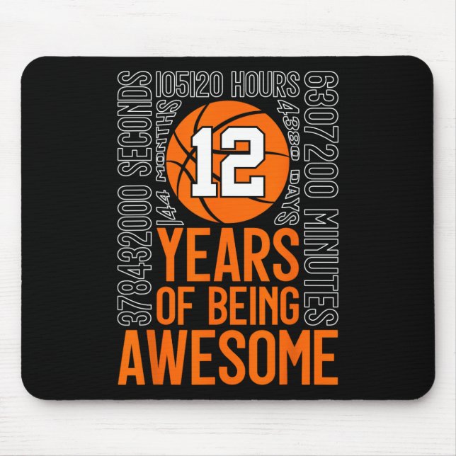 12 Years Of Being Awesome Sketll 12th Birthday  Mouse Pad (Front)