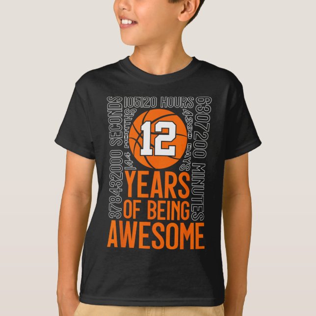 12 Years Of Being Awesome Sketll 12th Birthday  T-Shirt (Front)