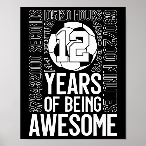 12 Years Of Being Awesome Soccer 12th Birthday _2 Poster