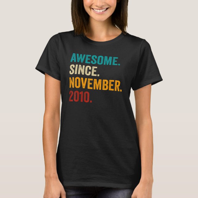 12 Years Old  12th Bday Boys Awesome Since Novembe T-Shirt (Front)
