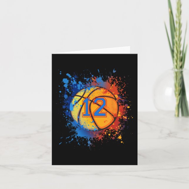 12 Years Old 12th Birthday Basketball Gift For Boy Card (Front)
