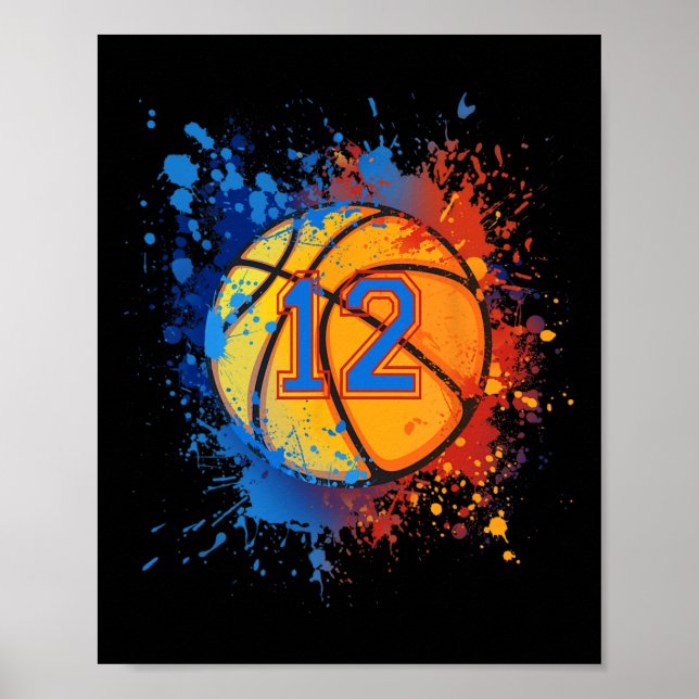 12 Years Old 12th Birthday Basketball Gift For Boy Poster (Front)