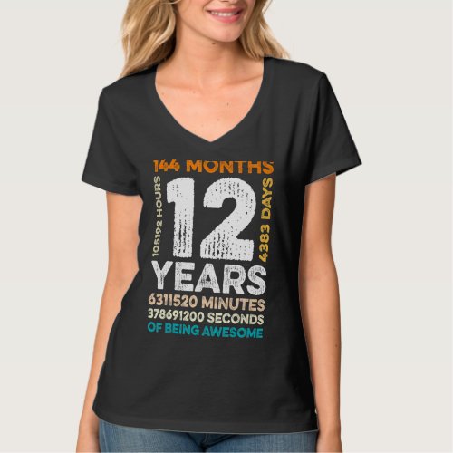 12 Years Old 144 Months Of Being Awesome 12th Birt T_Shirt