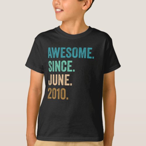 12 Years Old Awesome Since June 2010 12th Birthday T_Shirt