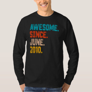 12 Years Old Awesome Since June 2010 12th Birthday T-Shirt