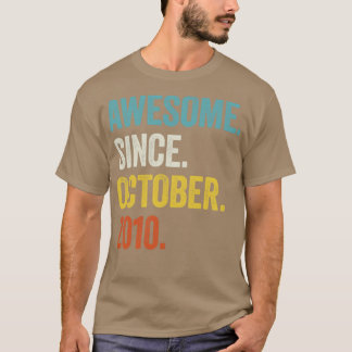 12 Years Old Awesome Since October 2010 12th Birth T-Shirt