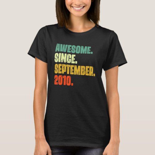 12 Years Old  Awesome Since September 2010 12th 10 T_Shirt