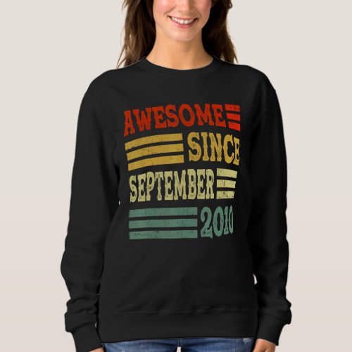 12 Years Old  Awesome Since September 2010 12th 18 Sweatshirt