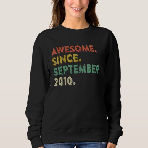 12 Years Old  Awesome Since September 2010 12th 19 Sweatshirt