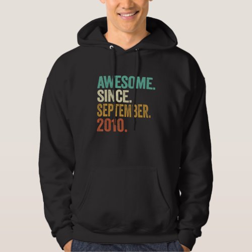 12 Years Old  Awesome Since September 2010 12th Bi Hoodie