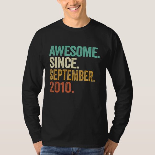 12 Years Old  Awesome Since September 2010 12th Bi T_Shirt