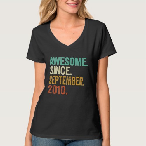 12 Years Old  Awesome Since September 2010 12th Bi T_Shirt