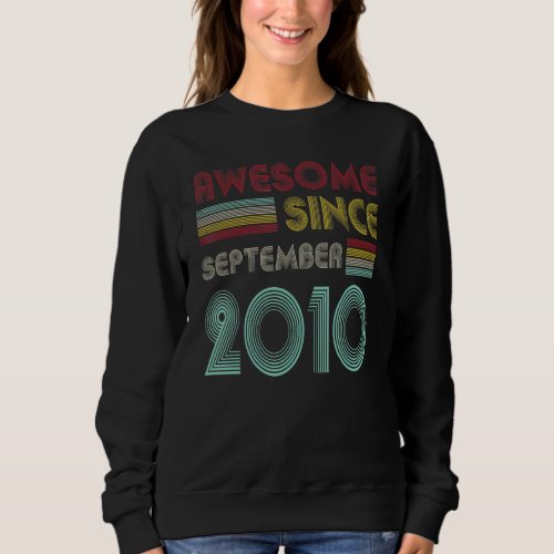 12 Years Old  Awesome Since September 2010 12th Sweatshirt