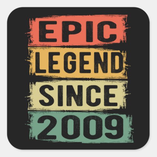 12 Years Old Bday 2009 Epic Legend 12th Birthday Square Sticker