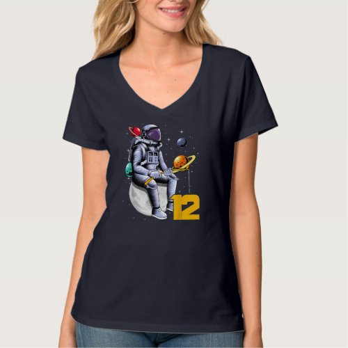 12 Years Old Birthday Boy Astronaut Gifts Space 12 T_Shirt