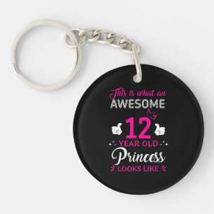12 Years Old Birthday gift for princess girl Keychain