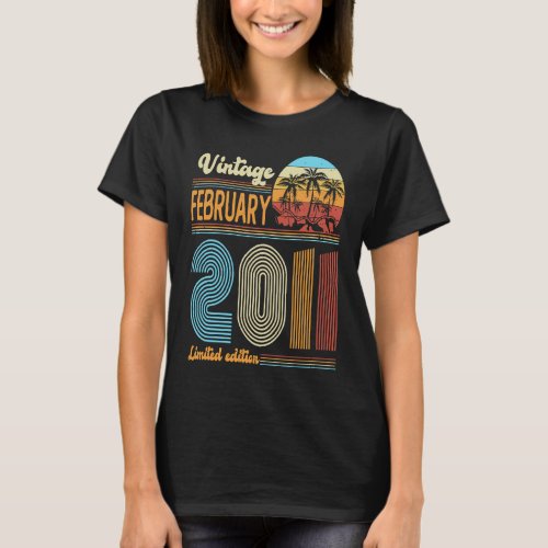 12 Years Old Birthday  Vintage February 2011 Girls T_Shirt