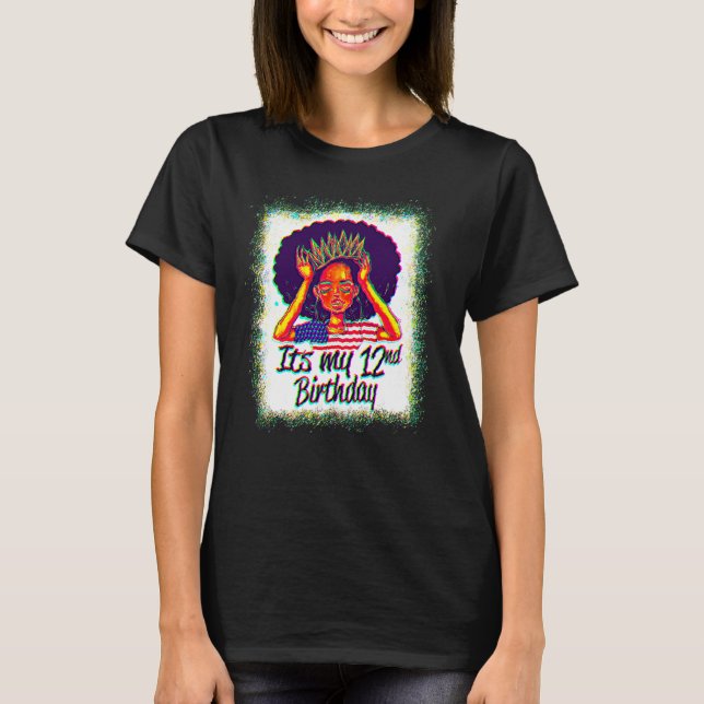 12 Years Old Black Melanin Women Girl It's My 12nd T-Shirt (Front)