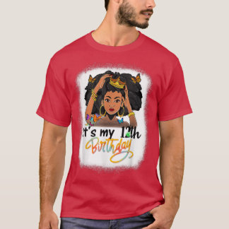 12 Years Old Black Melanin Women Girl It's My 12th T-Shirt