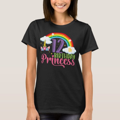12 Years Old Girl Unicorn 12th Birthday  T_Shirt