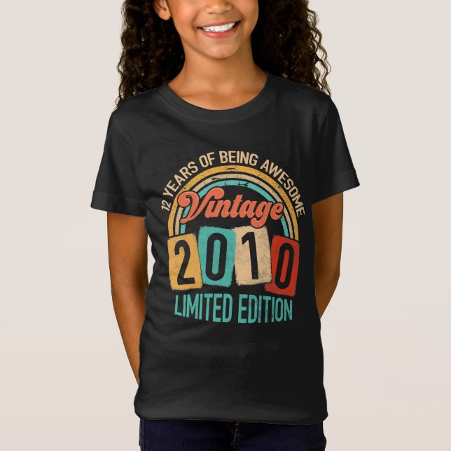 12 Years Old Of Be Awesome In 2010 12nd Birthday T-Shirt (Front)