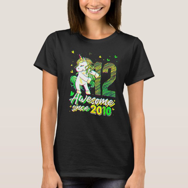 12 Years Old Unicorn Flossing 12th Birthday Unicor T-Shirt (Front)