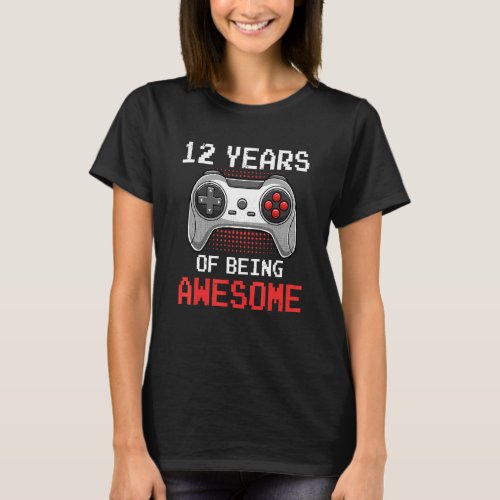 12 Years Old Video Game 12th Birthday For Boys Kid T_Shirt