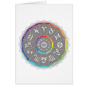 12 Zodiac Signs Astro Wheel Multicolored Rainbow Cards