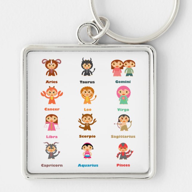 12 Zodiac Signs Keychain (Front)