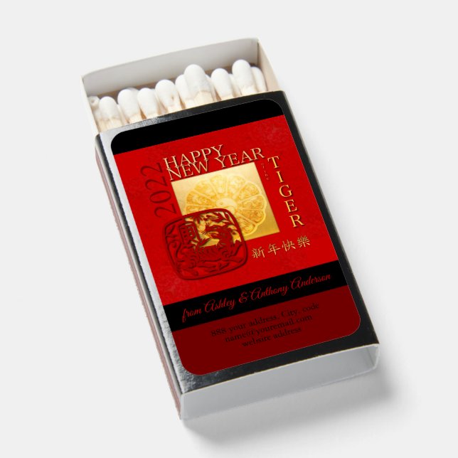 12 Zodiac Signs Yin Yang Chinese Tiger Year 2022 M Matchboxes (Front Open)