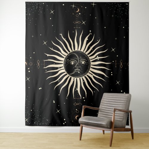 12 Zodiacs Horoscopes Sun Moon  Tapestry