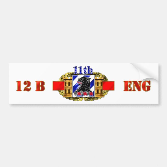12B 3rd ID 11th Engineer Battalion Bumper Sticker (Front)