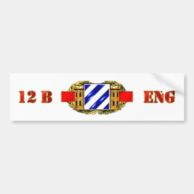 12B 3RD Infantry Division Bumper Sticker (Front)