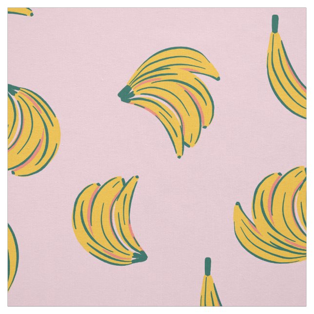 (12in) Cool banana illustrations pink background Fabric (Swatch)