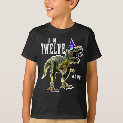 12ND birthday Dinosaur T_rex Shirt 12 year old Bir