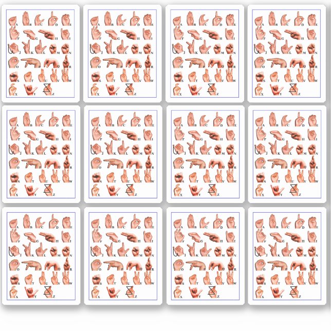 12pcs American Sign Language Alphabet Board, Asl  Sticker (Front)
