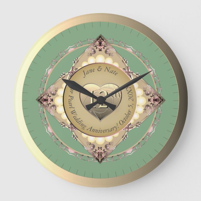 12th & 30th Pearl Anniversary Wall Clock (Front)