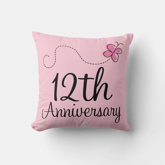 12th Anniversary Celebration Gift (butterfly) Throw Pillow (Front)
