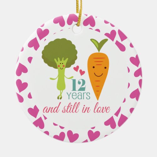 12th Anniversary Cute Couples Ornament