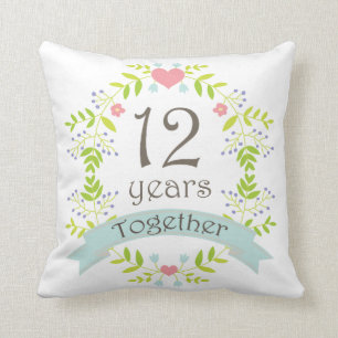 12th Anniversary Gift Throw Pillow