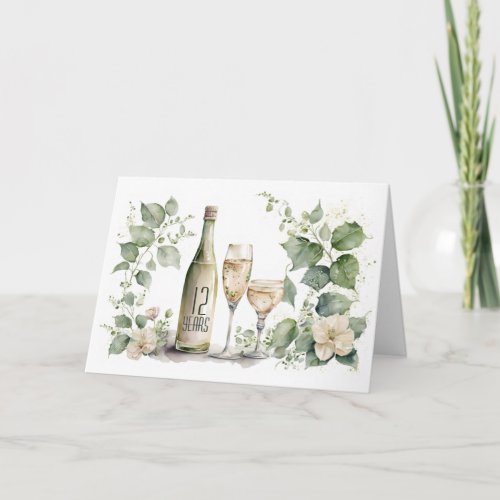 12th Anniversary Wine and Ivy  Card