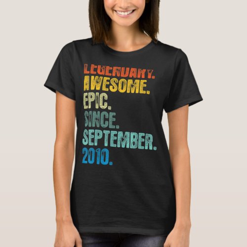 12th Birthday  12 Year Old Awesome Since September T_Shirt