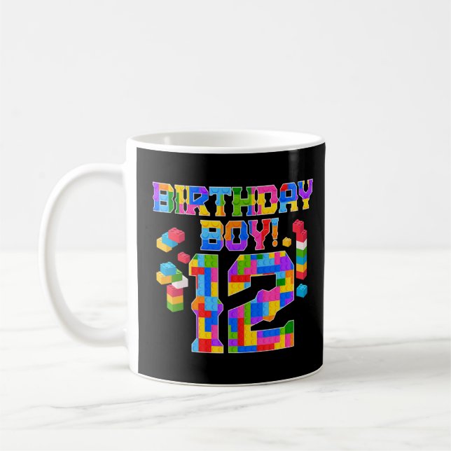 12th Birthday 12 Years Old Block Building Boys Kid Coffee Mug (Left)