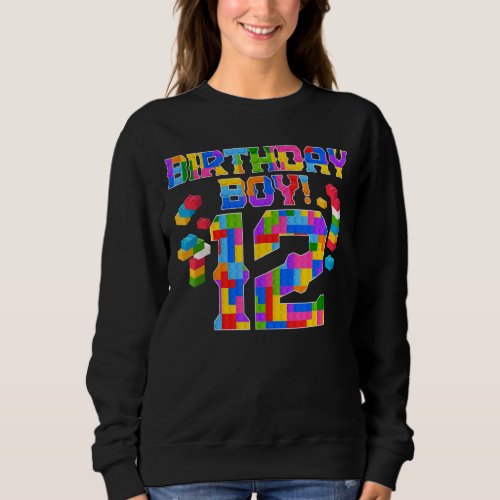 12th Birthday 12 Years Old Block Building Boys Kid Sweatshirt