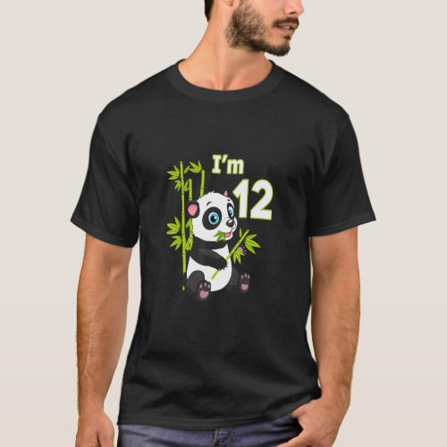 12th Birthday  12 Years Old Party Animal Panda  2  T_Shirt